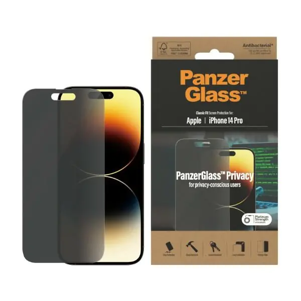 ⁨PanzerGlass Classic Fit iPhone 14 Pro 6,1" Privacy Screen Protection Antibacterial P2768⁩ at Wasserman.eu