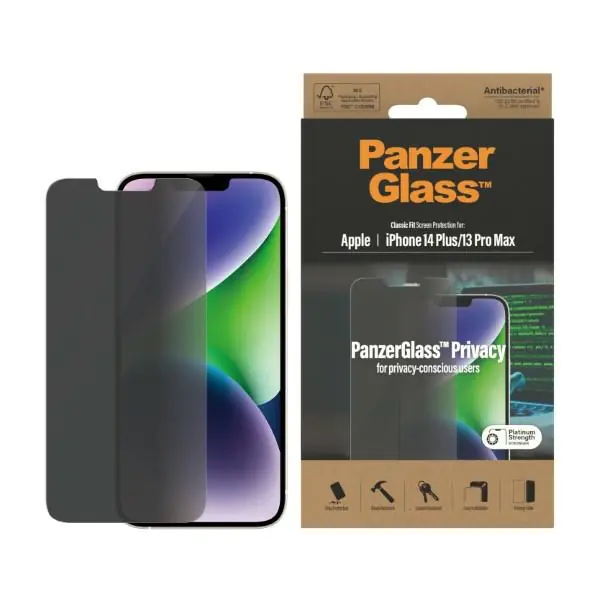 ⁨PanzerGlass Classic Fit iPhone 14 Plus / 13 Pro Max 6,7" Privacy Screen Protection Antibacterial P2769⁩ w sklepie Wasserman.eu