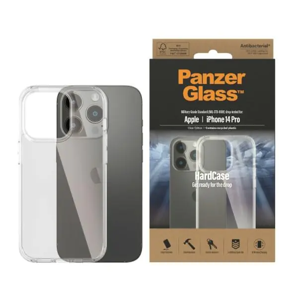 ⁨PanzerGlass HardCase iPhone 14 Pro 6,1" Antibacterial Military grade transparent 0402⁩ at Wasserman.eu