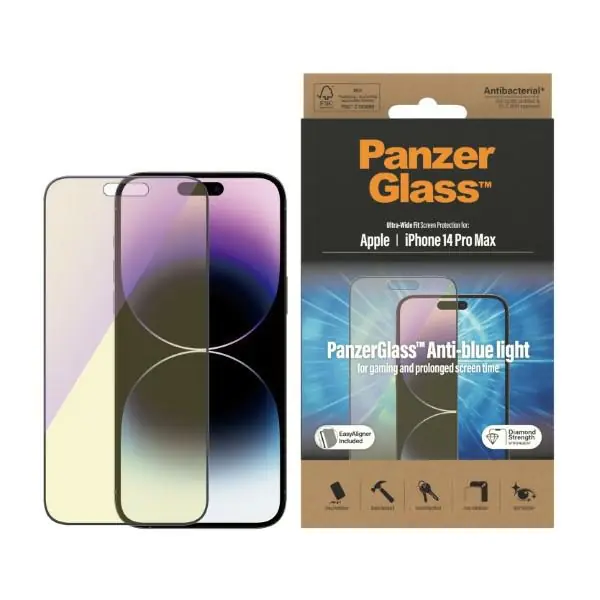 ⁨PanzerGlass Ultra-Wide Fit iPhone 14 Pro Max 6,7" Screen Protection Antibacterial Easy Aligner Included Anti-blue light 2794⁩ at Wasserman.eu