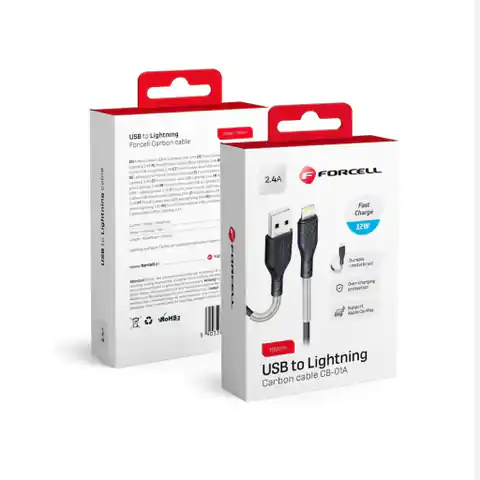 ⁨KABEL Lightning 2,4A CB-01A 1M Carbon Oplot Premium⁩ w sklepie Wasserman.eu