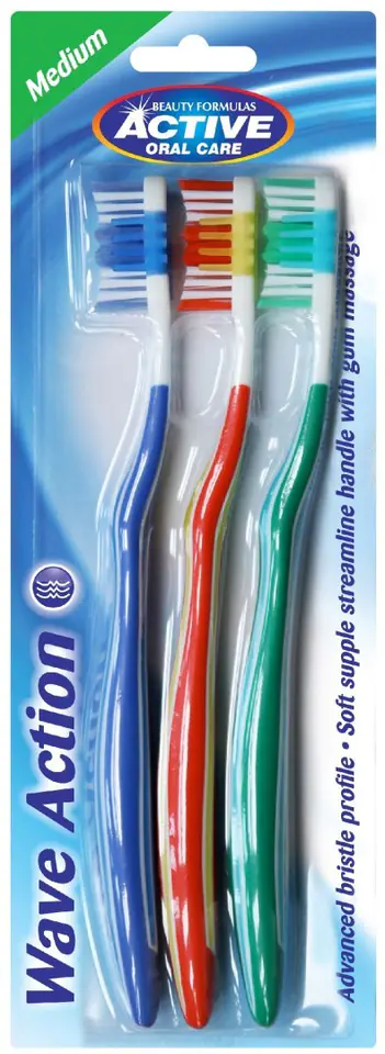 ⁨Beauty Formulas Active Oral Care Wave Action Toothbrush medium 1 pack-3pcs⁩ at Wasserman.eu