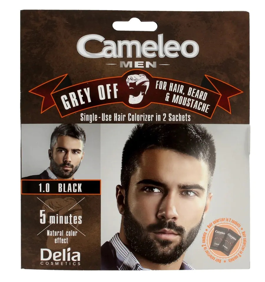 ⁨Delia Cosmetics Cameleo Men Krem koloryzujący do włosów,brody i wąsów nr 1.0 black 15mlx2⁩ w sklepie Wasserman.eu