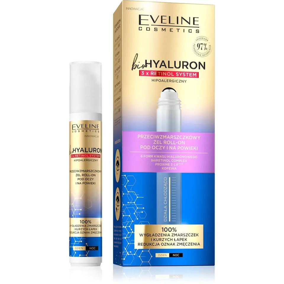 ⁨Eveline BIOHYALURON 3XRETINOL Roll-On 15 ml⁩ w sklepie Wasserman.eu