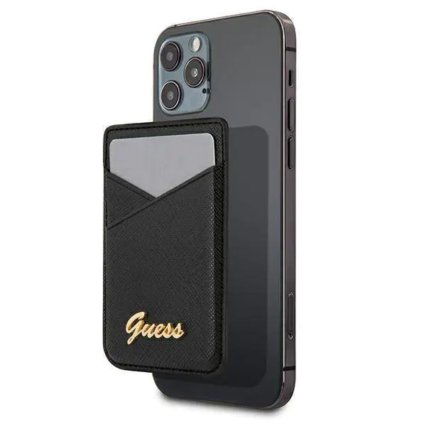 ⁨Guess Wallet Card Slot GUWMSSASLBK MagSafe Saffiano black/black⁩ at Wasserman.eu