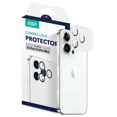 ⁨Szkło hartowane ESR Camera Lens na obiektyw do Apple iPhone 14 Pro / 14 Pro Max Black⁩ w sklepie Wasserman.eu