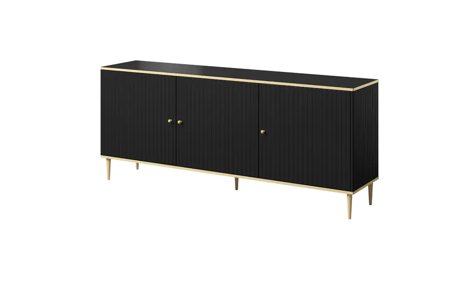 Komoda GLAMOUR 180x40x75,5 czarny mat + złoty w sklepie Wasserman.eu