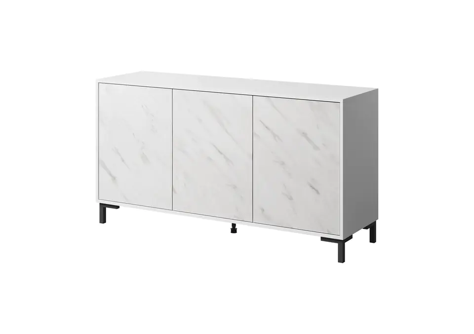 Komoda MARMO 3D 150x45xH80,5 biały mat/marmur biały w sklepie Wasserman.eu