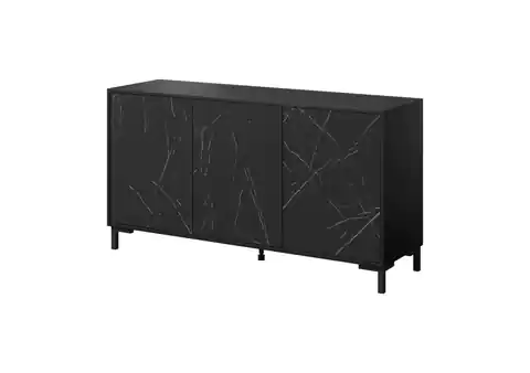 ⁨MARMO 3D chest of drawers 150x45x80.5 cm matte black/marble black⁩ at Wasserman.eu