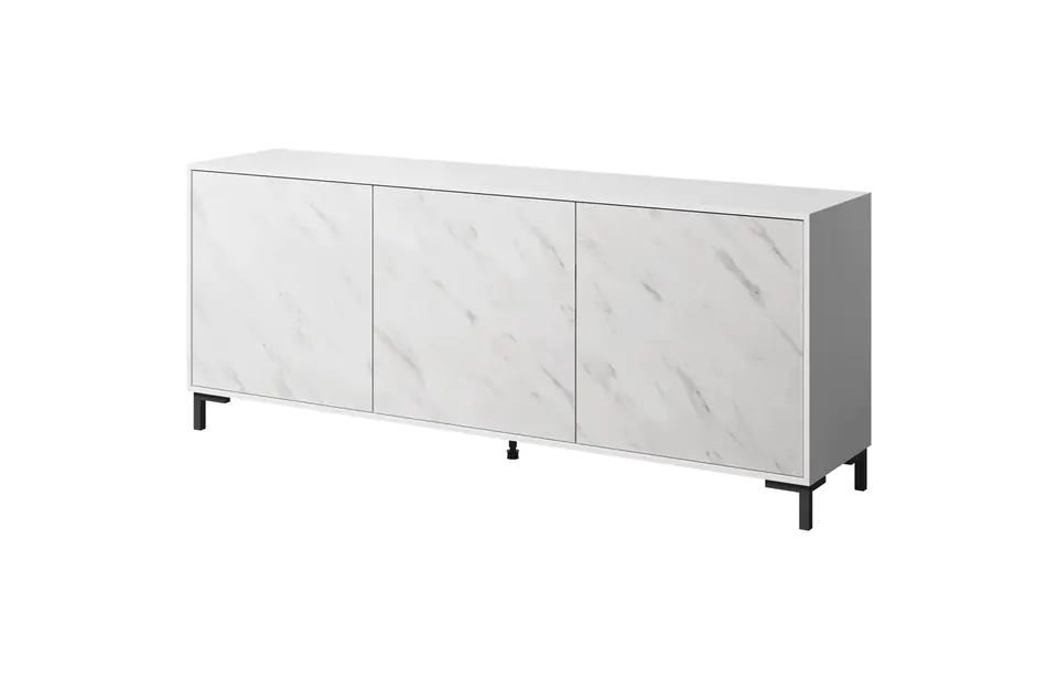 Komoda MARMO 3D 200x45xH80,5 biały mat/marmur biały w sklepie Wasserman.eu
