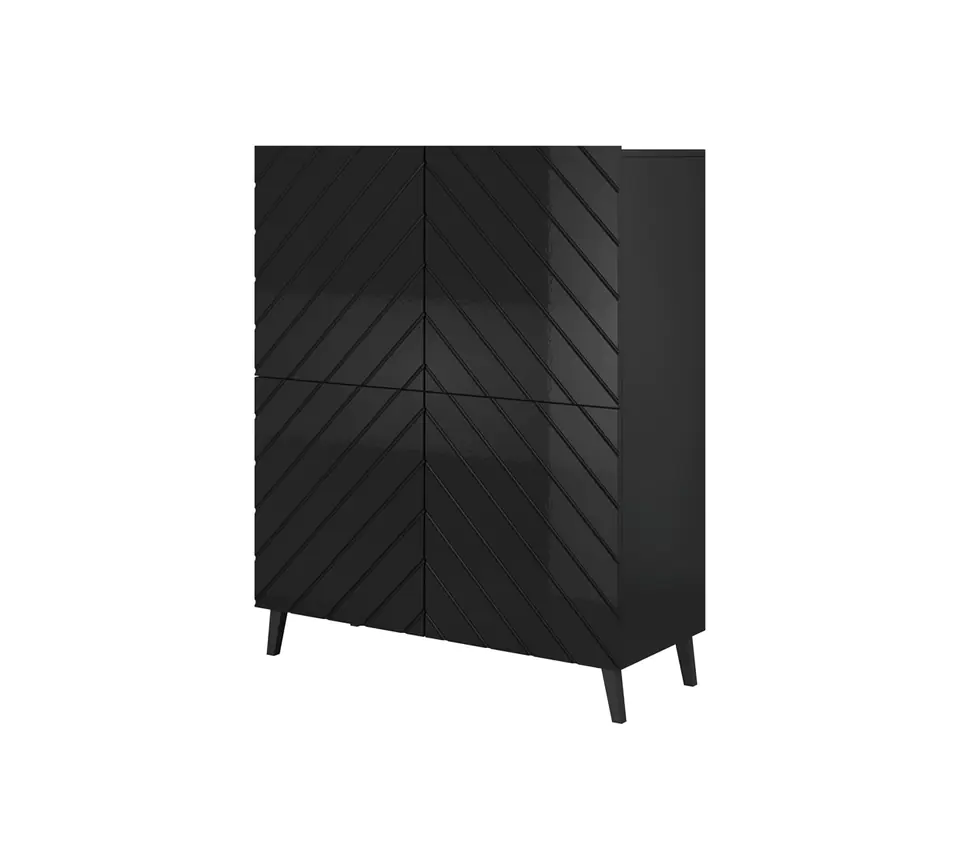 ⁨Shelving unit ABETO 100.5 x 40 x 121.5 cm black/gloss black⁩ at Wasserman.eu