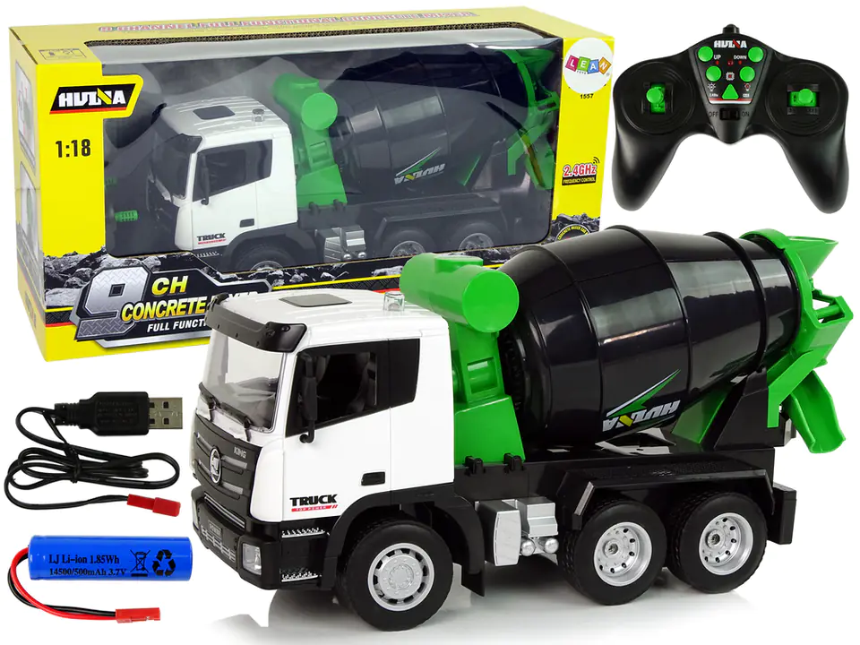 ⁨Remote Controlled Concrete Mixer 1:18 Black Huina 2.4G Rotating Pear⁩ at Wasserman.eu