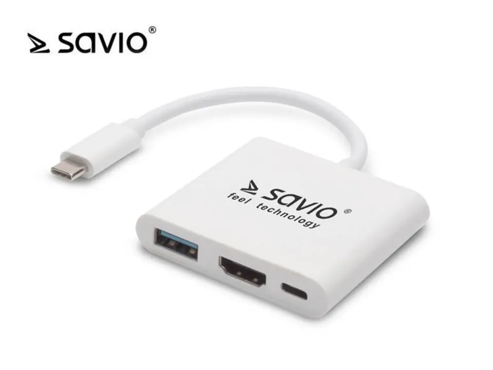 Adapter USB Typ C HDMI, USB 3.0, PD SAVIO AK-48 w sklepie Wasserman.eu