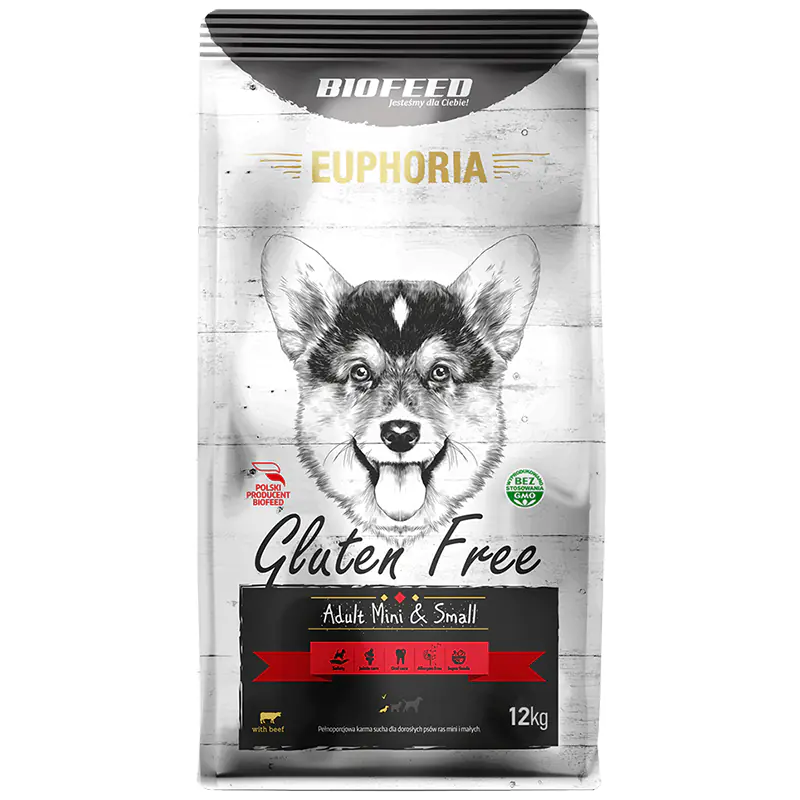 BIOFEED EUPHORIA Gluten Free Mini & Small dla psów mini i małych ras z wołowiną 12kg w sklepie Wasserman.eu