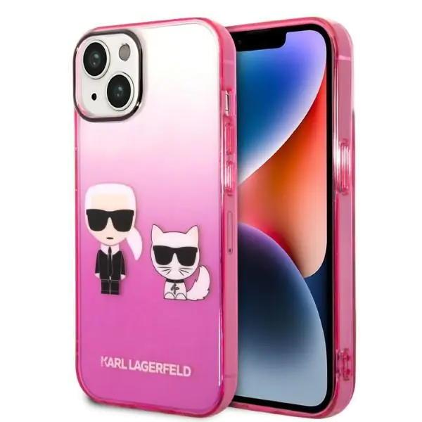 ⁨Karl Lagerfeld KLHCP14MTGKCP iPhone 14 Plus 6,7" hardcase różowy/pink Gradient Ikonik Karl & Choupette⁩ w sklepie Wasserman.eu