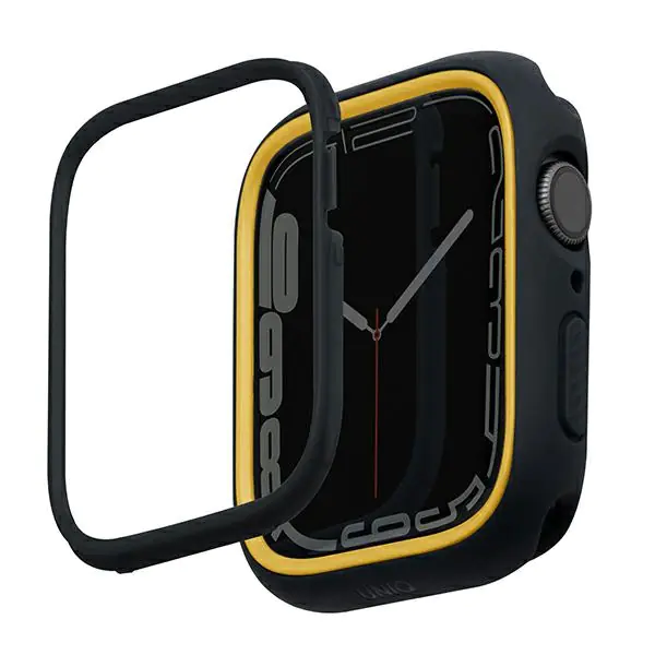 ⁨UNIQ Case Moduo Apple Watch Series 4/5/6/7/8/SE 44/45mm black-mustard/midnight-mustard⁩ at Wasserman.eu