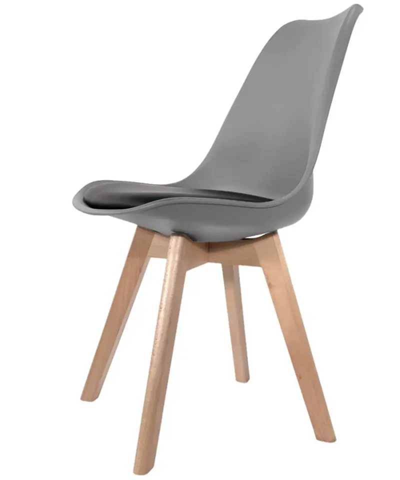 ⁨Krzesło skandynawskie MONZA LIGHT GREY - Black PU⁩ w sklepie Wasserman.eu