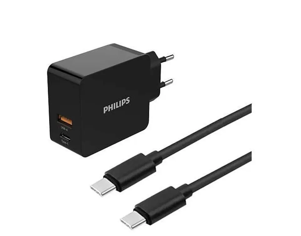 ⁨Ładowarka USB-A USB C 30W (PD, QC) z kablem 1 metr⁩ w sklepie Wasserman.eu