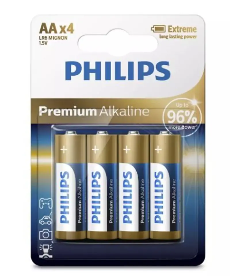 Baterie alkaliczne premium AA x4 w sklepie Wasserman.eu