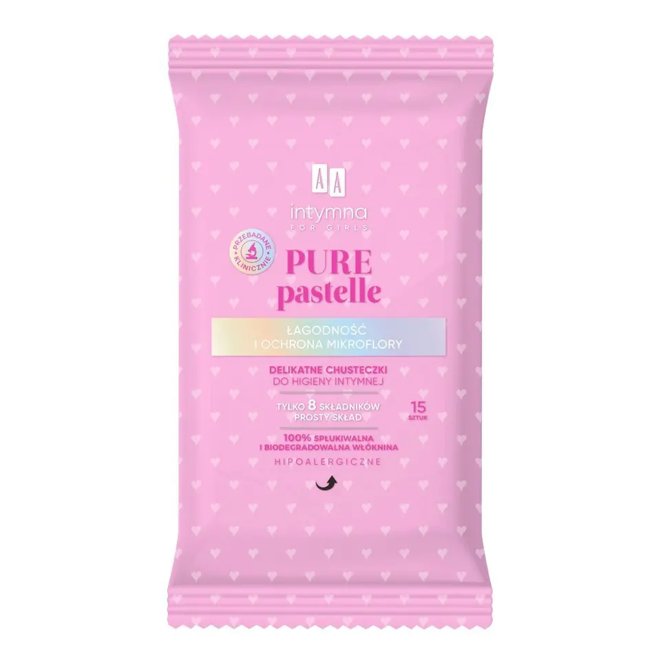 ⁨AA Intimate for Girls Delicate Intimate Hygiene Wipes Pure Pastelle 1op.-15pcs⁩ at Wasserman.eu