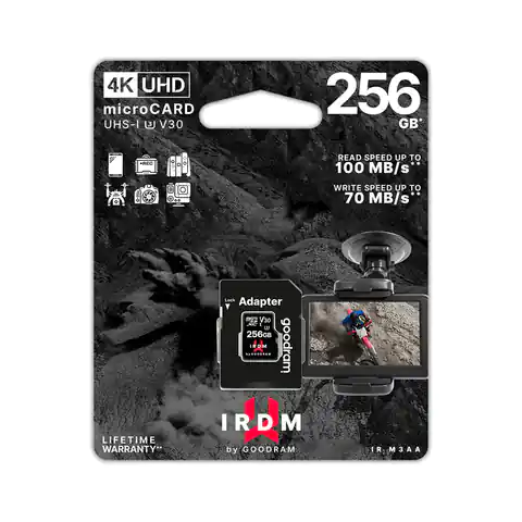 ⁨256 GB UHS-I U3 Goodram microSD Speicherkarte mit Adapter⁩ im Wasserman.eu