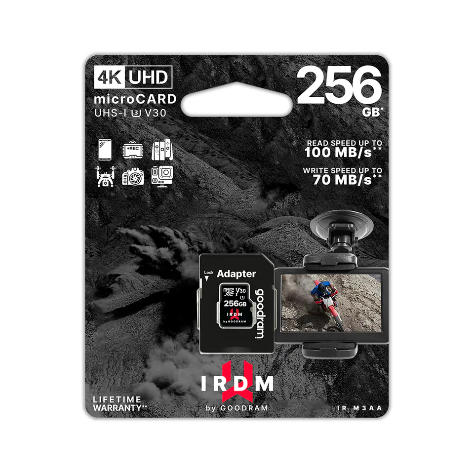 ⁨Goodram 256 GB UHS-I U3 microSD memory card with adapter⁩ at Wasserman.eu