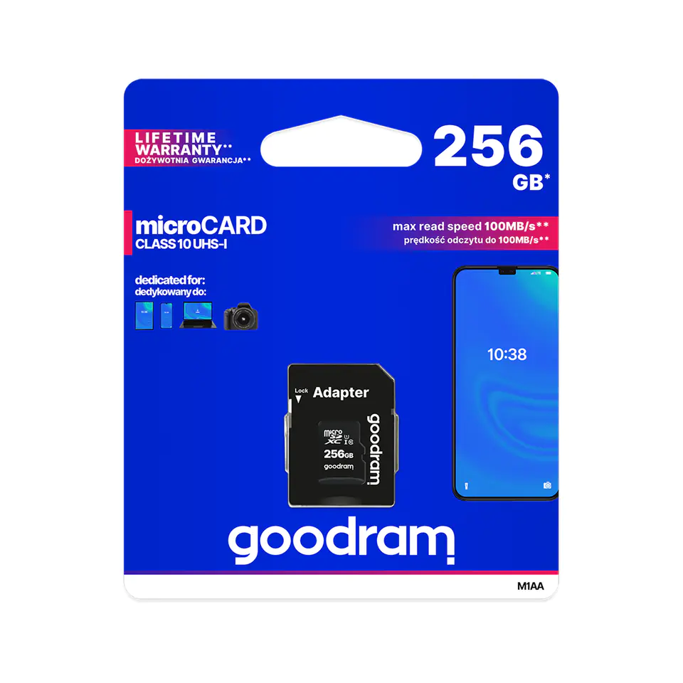 ⁨Karta pamięci microSD 256GB UHS-I Goodram z adapterem⁩ w sklepie Wasserman.eu