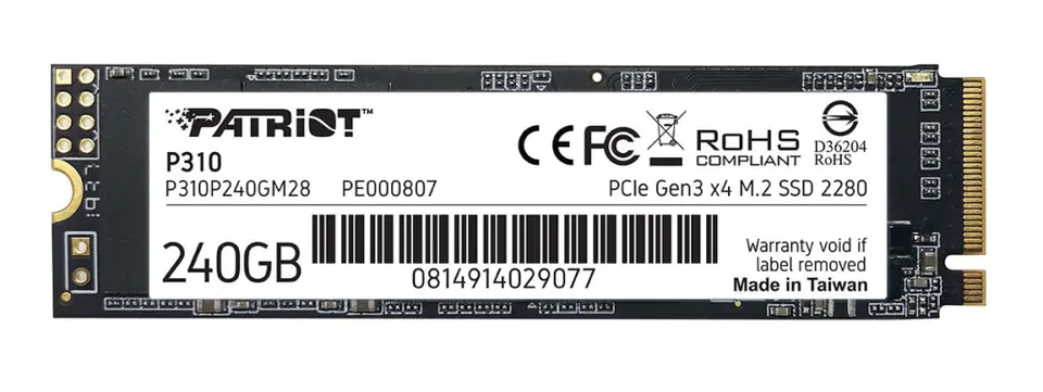 ⁨M.2 PATRIOT P310 M.2 2280" SSD 240GB M.2.PCIe NVMe 1700MB/s 1000MS/s⁩ at Wasserman.eu