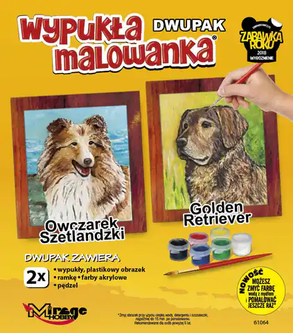⁨Wypukła malowanka Dwupak PSY Owczarek Szetlandzki-Golden Retriver⁩ w sklepie Wasserman.eu