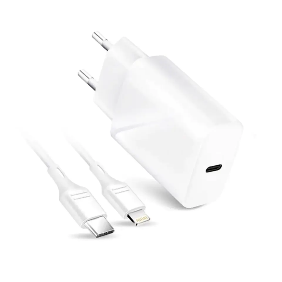 Ładowarka Sieciowa Forcell USB TYPC 3A 20W z funkcją ładowania PD i QC 4.0 + odpinany kabel Lightning 1M w sklepie Wasserman.eu