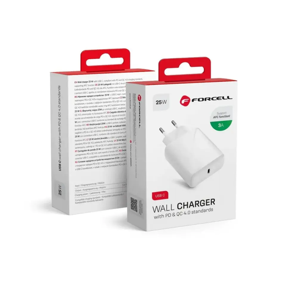⁨Forcell USB charger TYPC 3A 25W with PD and QC 4.0 charging function⁩ at Wasserman.eu