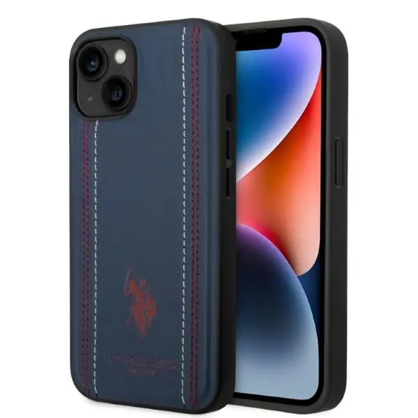 ⁨US Polo USHCP14SPFAV iPhone 14 6,1" granatowy/navy blue Leather Stitch⁩ w sklepie Wasserman.eu