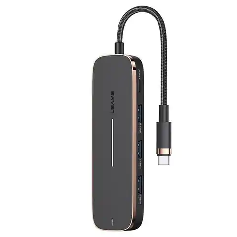⁨USAMS Adapter HUB 3xUSB + USB-C + HDMI czarny/black SJ578HUB01 (US-SJ578)⁩ w sklepie Wasserman.eu