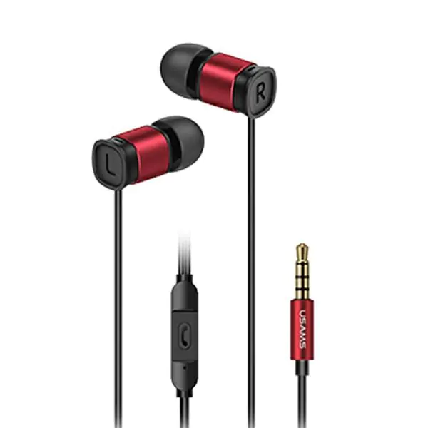 ⁨USAMS Headphones EP-46 jack 3.5 mm red/red 1.2m HSEP4602⁩ at Wasserman.eu