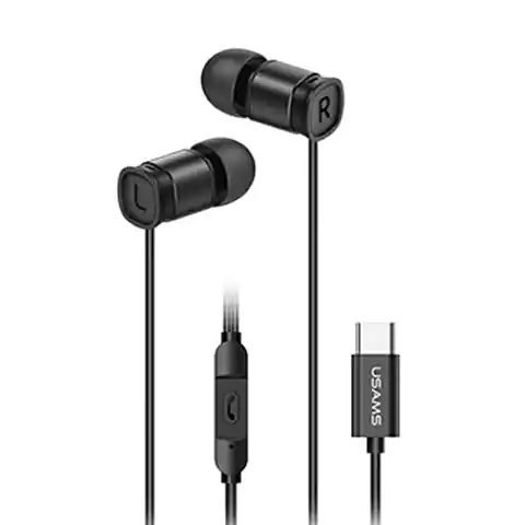 ⁨USAMS Stereo Headphones EP-46 USB-C black/black 1.2m HSEP4603⁩ at Wasserman.eu