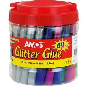 ⁨Glue with glitter AMOS GCL10BK50 10.5ml 6kol-50pcs in bucket 170-2220⁩ at Wasserman.eu