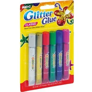 ⁨Adhesive with glitter AMOS GCL 10B6 - 10.5ml x6 colors 170-1031⁩ at Wasserman.eu