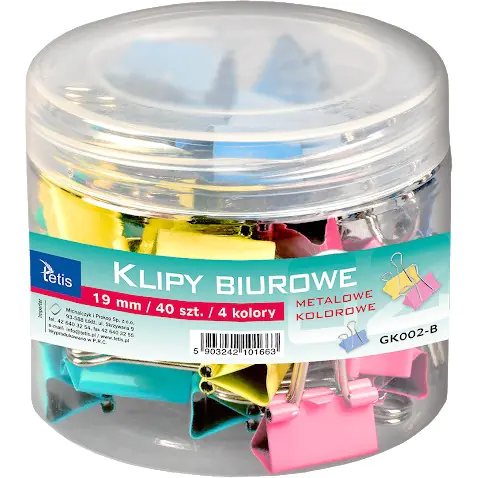 ⁨Color clips 19mm 40pcs. GK002-B TETIS⁩ at Wasserman.eu