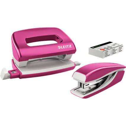 ⁨Stapler + hole punch LEITZ WOW mini 10 sheets pink metallic 55612023⁩ at Wasserman.eu