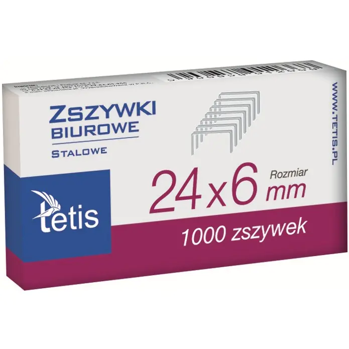 ⁨Zszywki biurowe 24/6 1000szt GZ101-A TETIS⁩ w sklepie Wasserman.eu