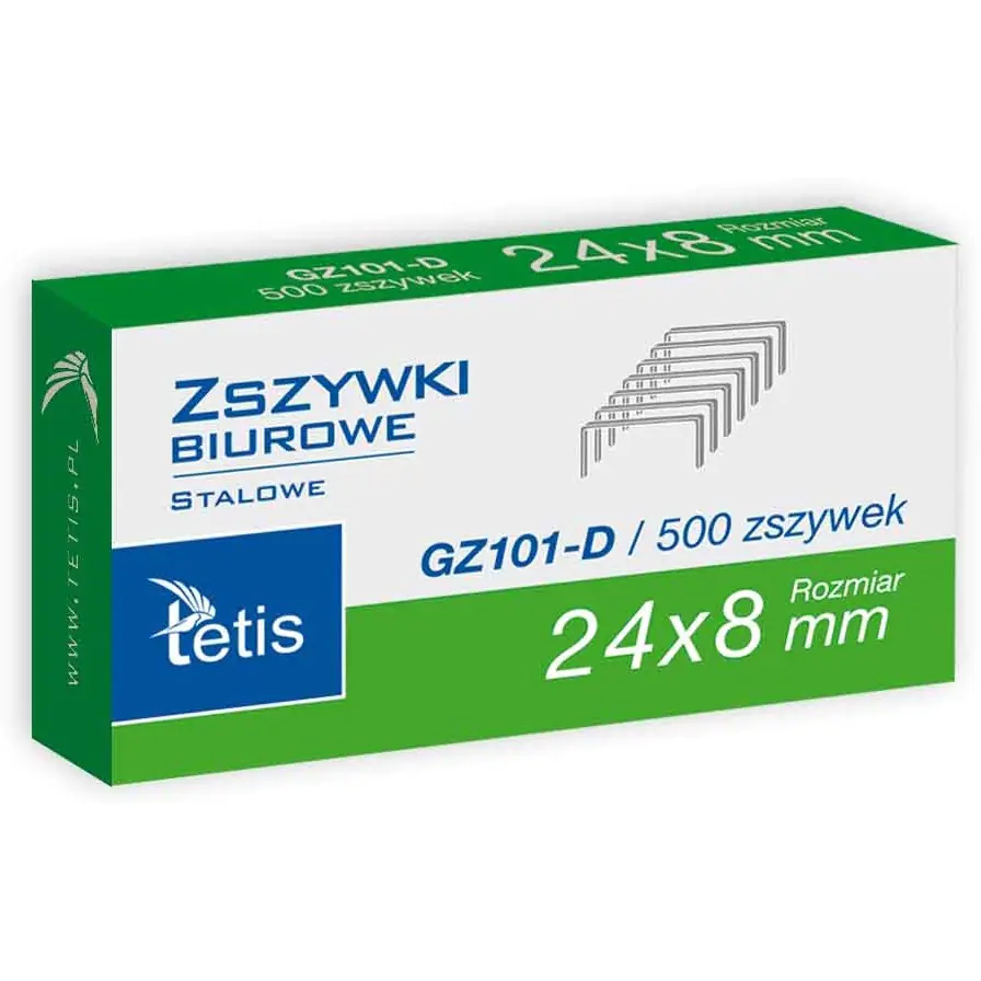 ⁨Zszywki biurowe 24/8 500szt. GZ101-D TETIS⁩ w sklepie Wasserman.eu