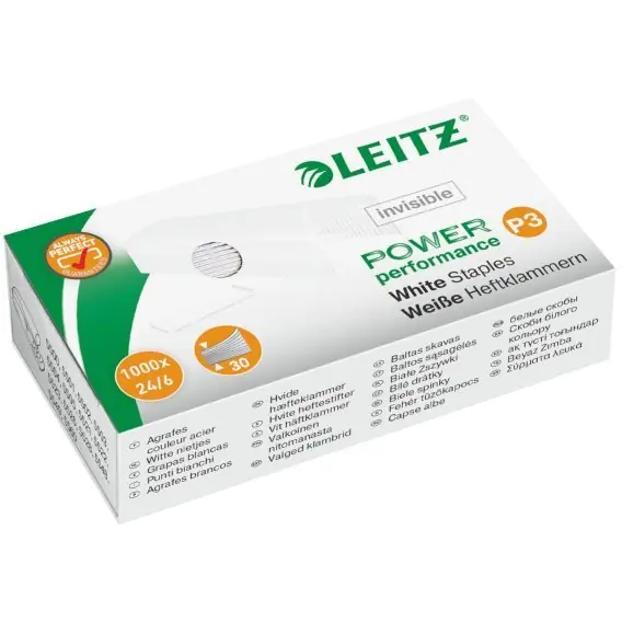 ⁨LEITZ staples white invisible on paper 24/6 55540000⁩ at Wasserman.eu