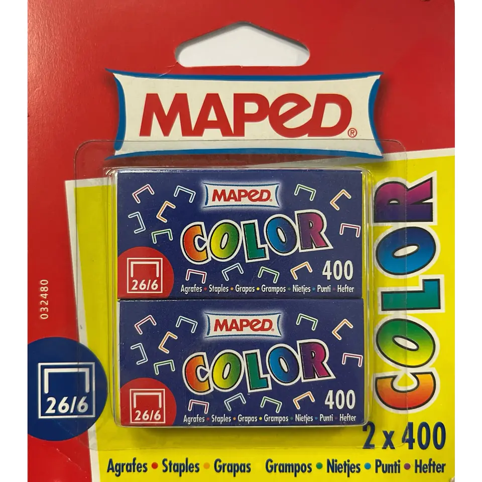 ⁨Staples 26/6 colour 2x400pcs. 032480 MAPED⁩ at Wasserman.eu