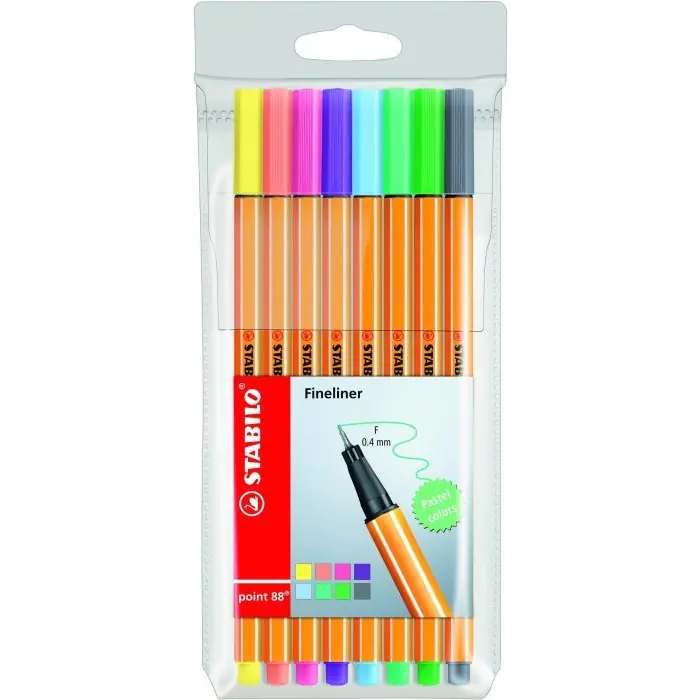 ⁨Fineliner STABILO point 88 set 8pcs. pastel 88/8-01⁩ at Wasserman.eu