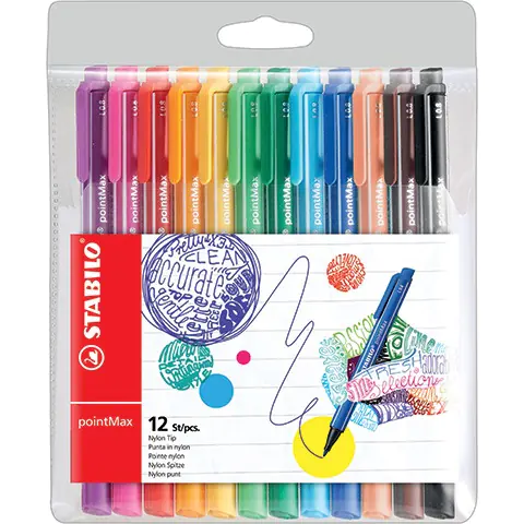 ⁨Fineliner STABILO pointMAX set 12pcs. 488/12-01⁩ at Wasserman.eu