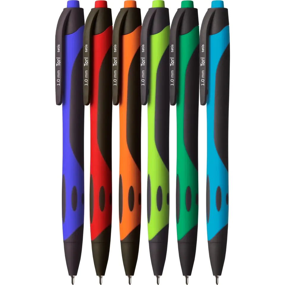 ⁨Długopis olejowy TORI 1.0mm, mix kol.obudowy wkład niebieski KD913-NM TETIS⁩ w sklepie Wasserman.eu