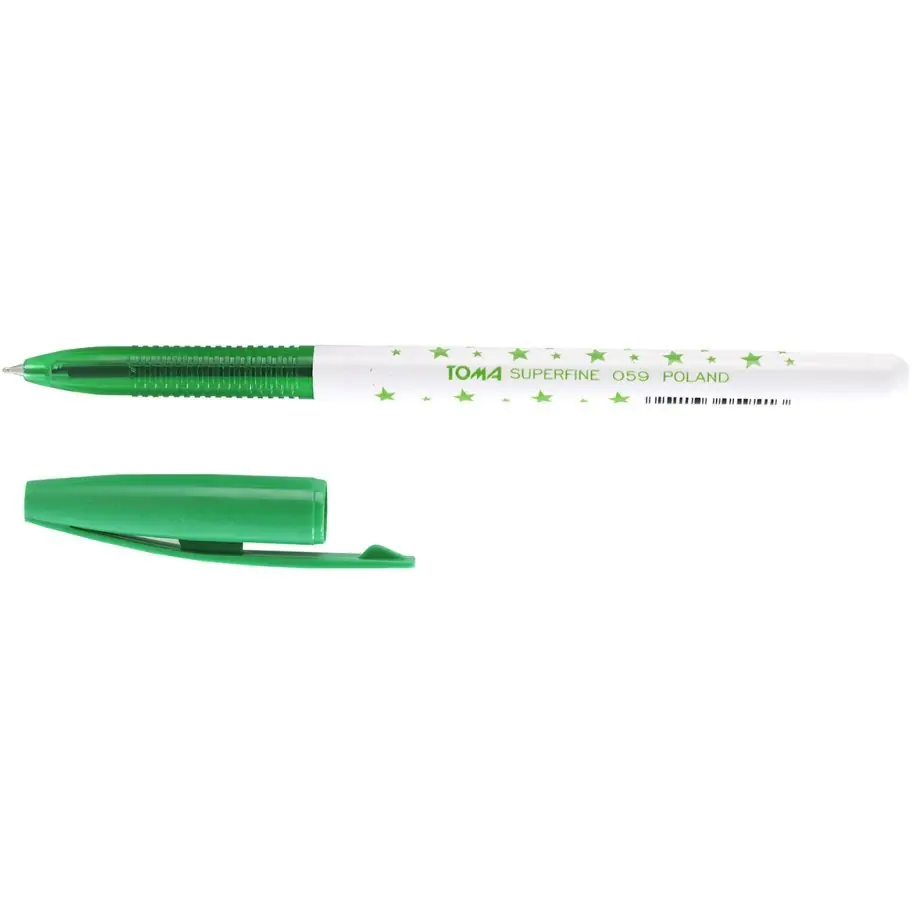 ⁨Długopis S-FINE zielony GWIAZDKI TO-059 TOMA⁩ w sklepie Wasserman.eu