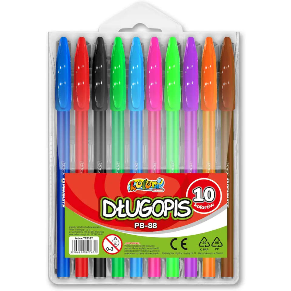 ⁨Długopis KOLORI PB-88 10 kolorów TT8327⁩ w sklepie Wasserman.eu