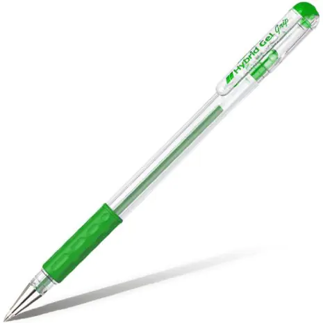 ⁨Pióro żelowe PENTEL K116 zielone z gumowym uchwytem Hybrid Gel Grip⁩ w sklepie Wasserman.eu