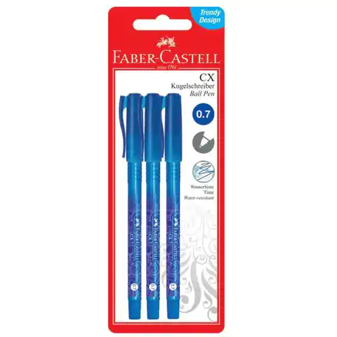 ⁨CX7 Pen 0.7mm Blue Blister 3pcs 246806 Faber-Castell⁩ at Wasserman.eu
